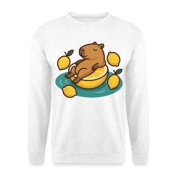 Chillendes Capybara auf Zitrone Cartoon - Unisex Pullover - Weiß - Vorne