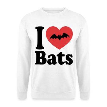 I Love Bats – Fledermaus-Liebhaber - Unisex Pullover - Weiß - Vorne