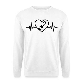 Bottle of heart, sparkling wine, sparkling wine, aperitif - Unisex Sweatshirt - white - Front