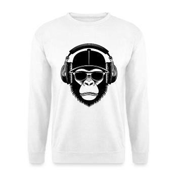 Groovy Nightclub Party Techno Monkey Head Chemise - Sweat-shirt Unisexe - blanc - Devant
