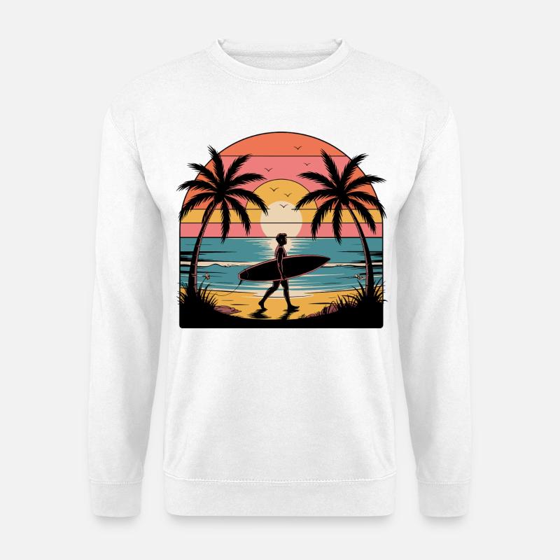 Sunset surfer on the beach - Unisex Sweatshirt - white