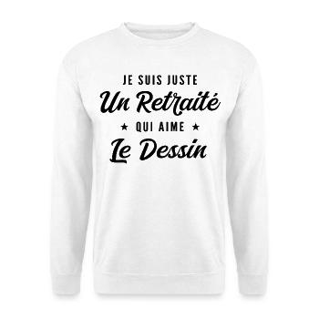 Retraité Dessinateur Humour Cadeau Retraite - Sweat-shirt Unisexe - blanc - Devant