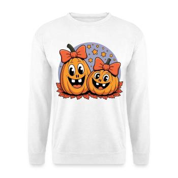 Pumpkin duo with bows cartoon - Unisex Sweatshirt - white - Front
