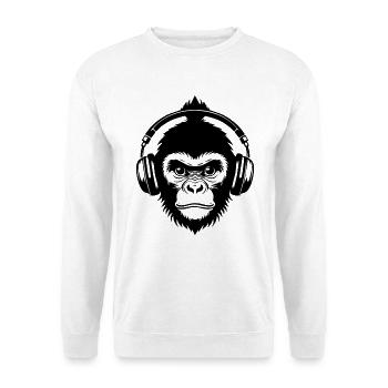 Affenkopf Dutt DJ Sound Kopfhörer Shirt - Unisex Pullover - Weiß - Vorne