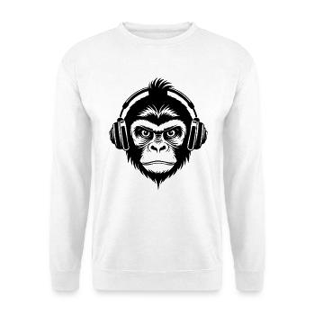 Affenkopf Plattenspieler Vinyl Fan Klub Shirt - Unisex Pullover - Weiß - Vorne