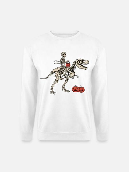 Skeleton Rider on T Rex - Unisex Sweatshirt - white