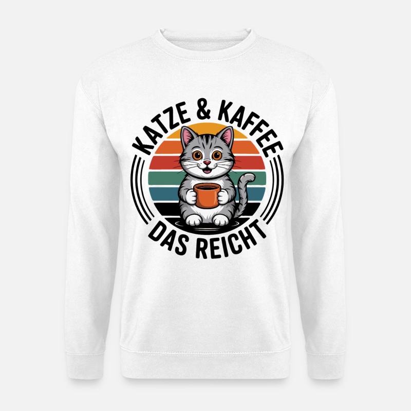 Kätzchen Kaffee Retro-Print - Unisex Pullover - Weiß
