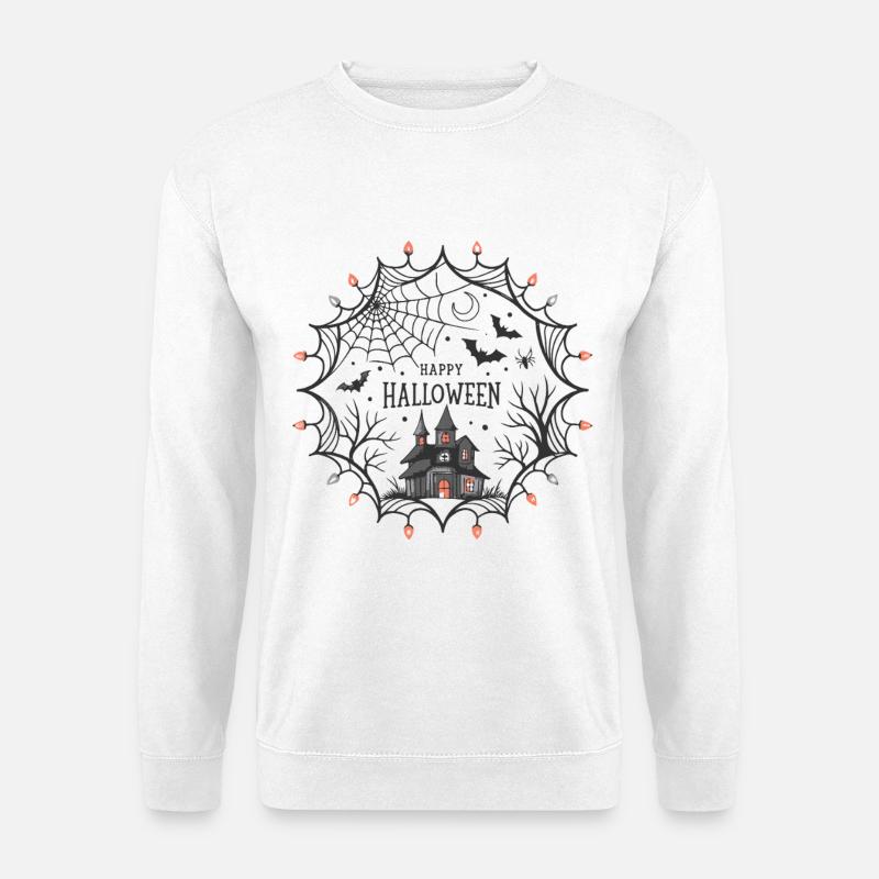 Halloween Spinnennetz Schloss - Unisex Pullover - Weiß