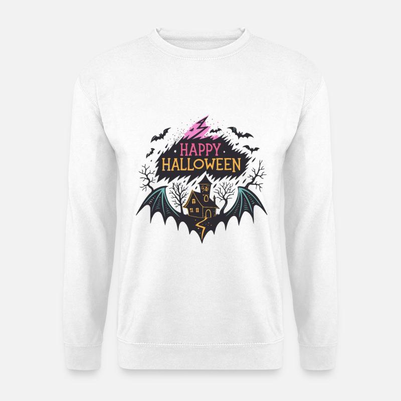 Frohes Halloween und Spukhaus - Unisex Pullover - Weiß