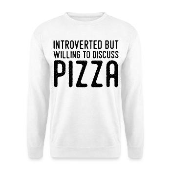 Introvertiert, aber Pizza-Fan - Unisex Pullover - Weiß - Vorne