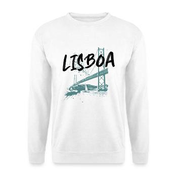 Pont 25 Avril à Lisbonne, illustration bleue - Sweat-shirt Unisexe - blanc - Devant