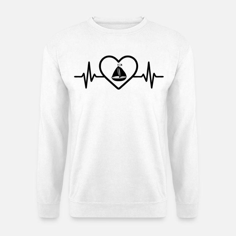 Segelboot Boot Herz Meer - Unisex Pullover - Weiß