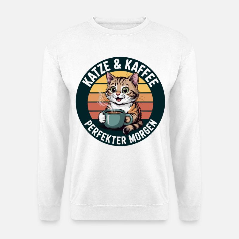 Katzenkaffee Retro Morgen - Unisex Pullover - Weiß