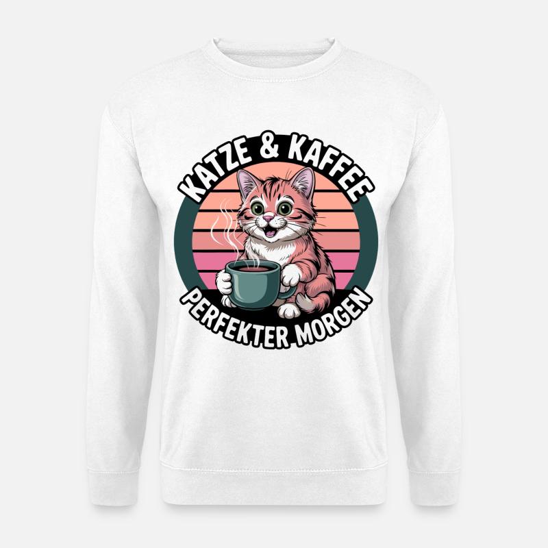 KatzKaffee Morgengruß - Unisex Pullover - Weiß