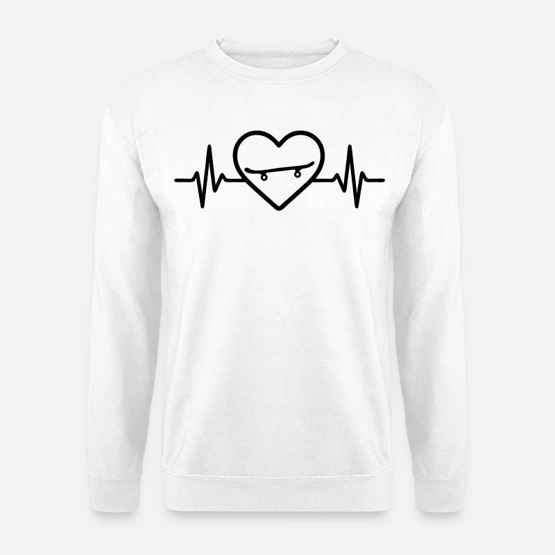 Skateboard Herz Sport - Unisex Pullover - Weiß
