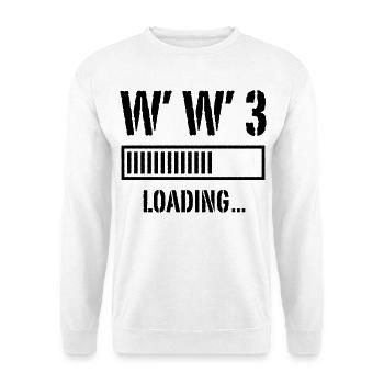 3ème Guerre Mondiale Chargement... (Paix / Guerre / Noir) - Sweat-shirt Unisexe - blanc - Devant