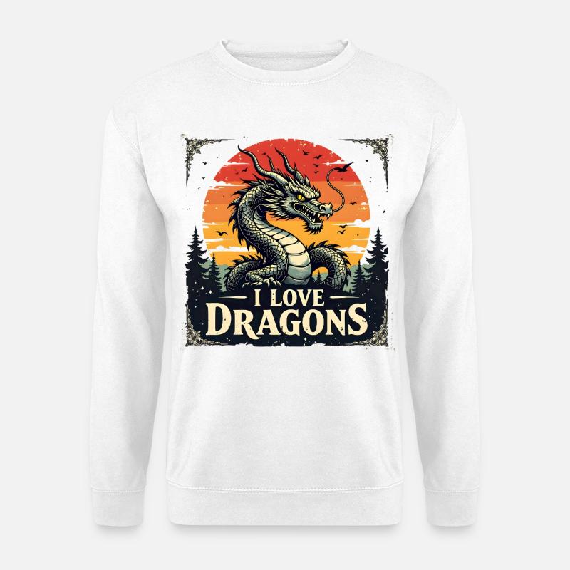 Ich liebe Drachen Sonnenuntergang - Unisex Pullover - Weiß