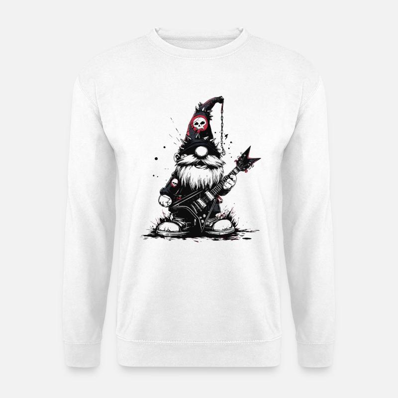 Gartenzwerg Rocker spielt Gitarre - Unisex Pullover - Weiß