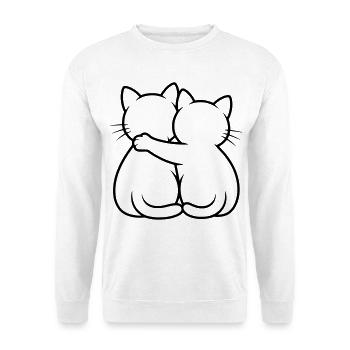 Cats couple hugging, hugging kitten, cat - Unisex Sweatshirt - white - Front