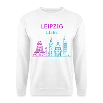 Leipzig Neon Skyline Liebe - Unisex Pullover - Weiß - Vorne
