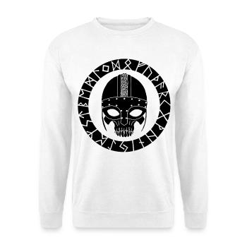 Black skull and Viking runes - Unisex Sweatshirt - white - Front