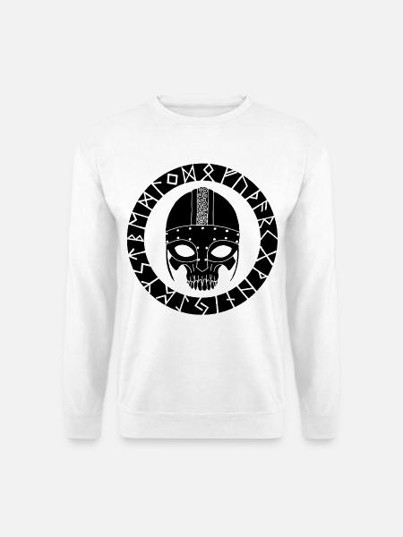 Black skull and Viking runes - Unisex Sweatshirt - white