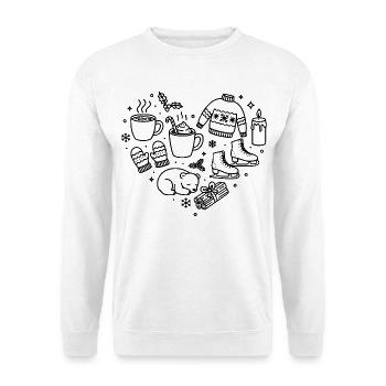 Winter Herz Form Gemütlichkeit Herzform Winterherz - Unisex Pullover - Weiß - Vorne