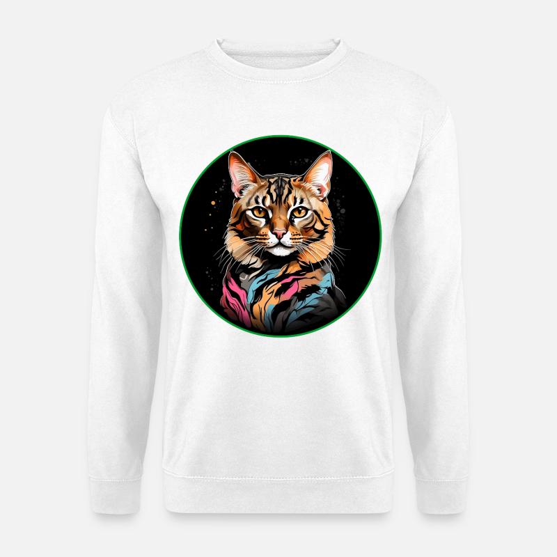Bengalkatze mit Schal - Unisex Pullover - Weiß