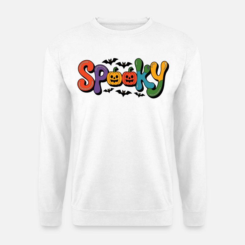 Spooky font with pumpkin faces - Unisex Sweatshirt - white