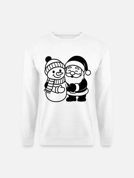 Weihnachtsdesign mit Weihnachtsmann und Schneemann - Unisex Pullover - Weiß