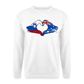 Australia Slovenia flags hands used - Unisex Sweatshirt - white - Front