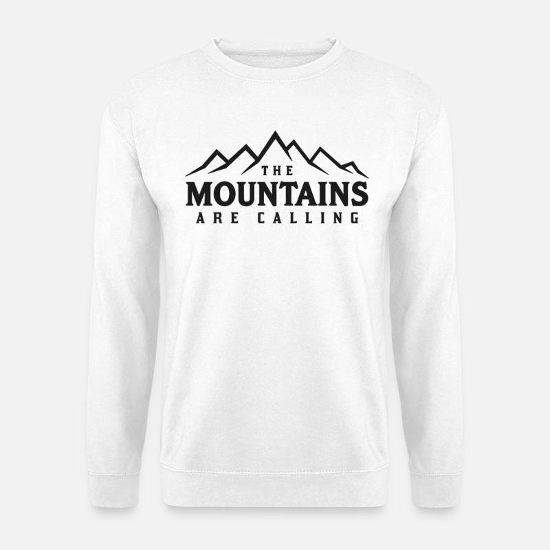 THE MOUNTAINS ARE CALLING Spruch Statement - Unisex Pullover - Weiß