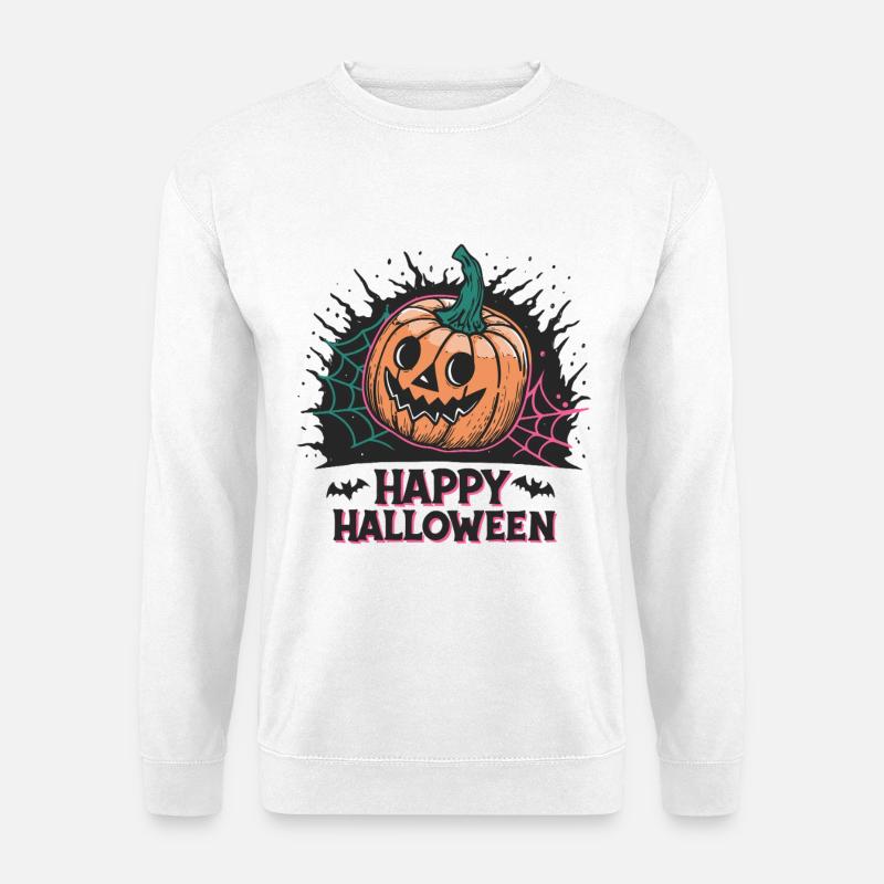 Lächelnder Kürbis Halloween - Unisex Pullover - Weiß