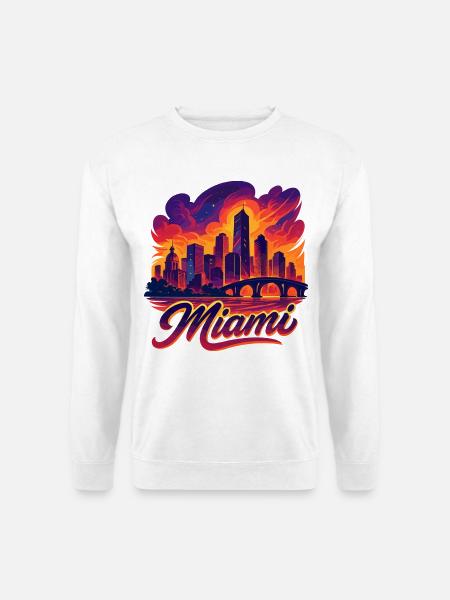 Miami Stadt Magic City Silhouette Skyline Geschenk - Unisex Pullover - Weiß