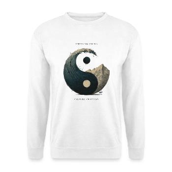 Yin Yang with wave and mountain landscape - Unisex Sweatshirt - white - Front