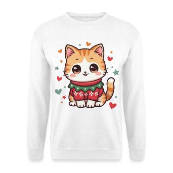 Weihnachtskatze - Unisex Pullover - Weiß - Vorne