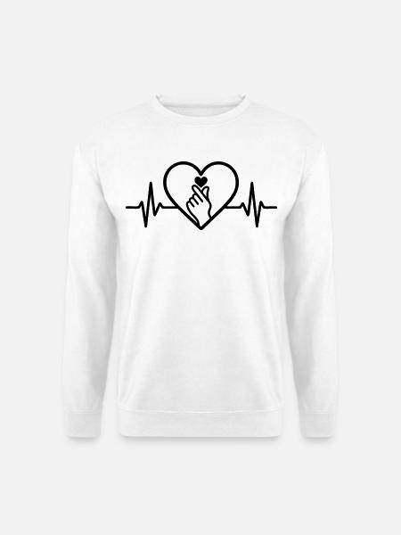 K-Pop Herz Finger Heart Musik - Unisex Pullover - Weiß