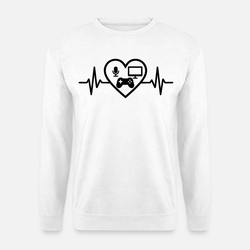 Streaming Gamer Herz Mikro Bildschirm Controller - Unisex Pullover - Weiß