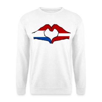 Hollande Lettonie Drapeau Mains Coeur Forme - Sweat-shirt Unisexe - blanc - Devant