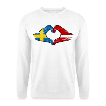 Suède Lettonie drapeau coeur utilisé - Sweat-shirt Unisexe - blanc - Devant