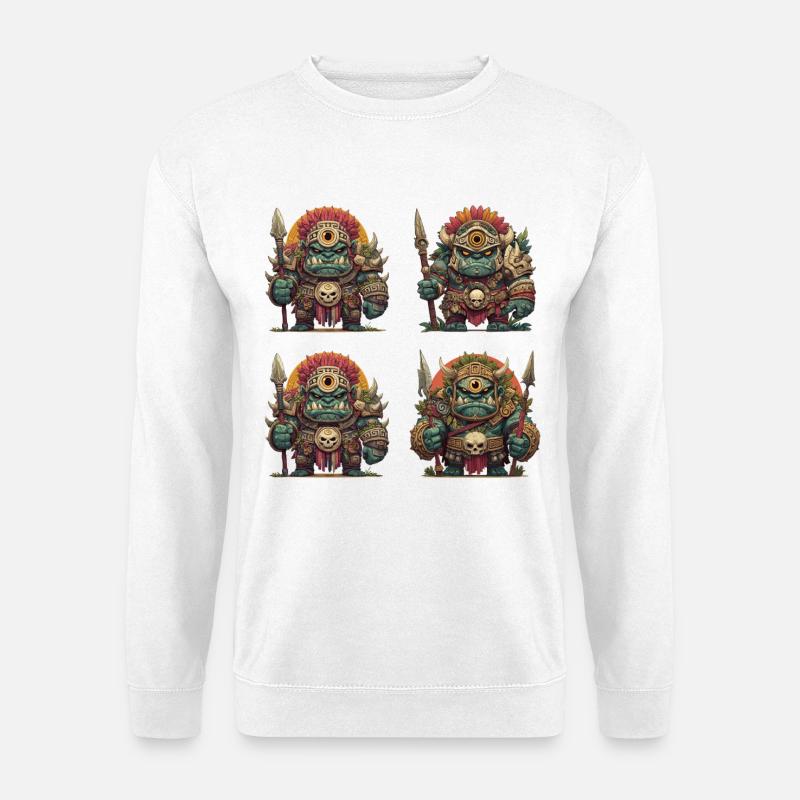 Stammesschädel Kriegerschar Oger - Unisex Pullover - Weiß
