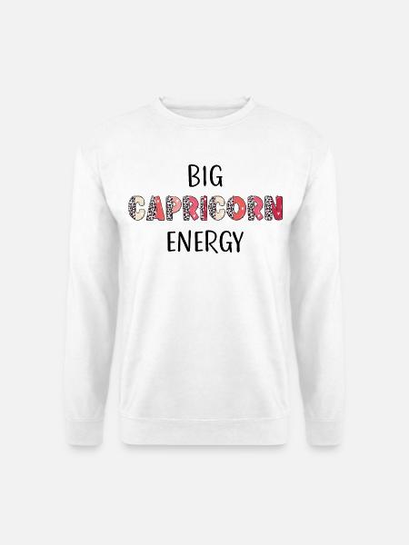 Big Capricorn Energy Zodiac Stenbukken Ordsprog - Unisex sweater - hvid