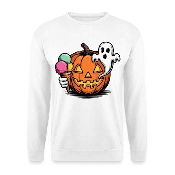 Citrouille et fantôme avec glace Halloween - Sweat-shirt Unisexe - blanc - Devant