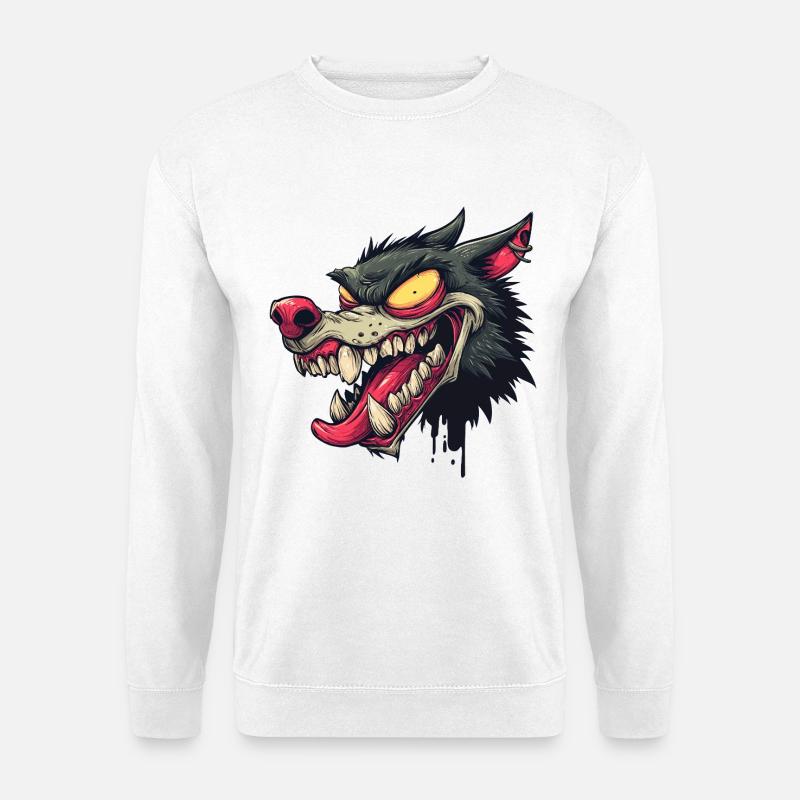 Wildes Graffiti Wolfskopf - Unisex Pullover - Weiß