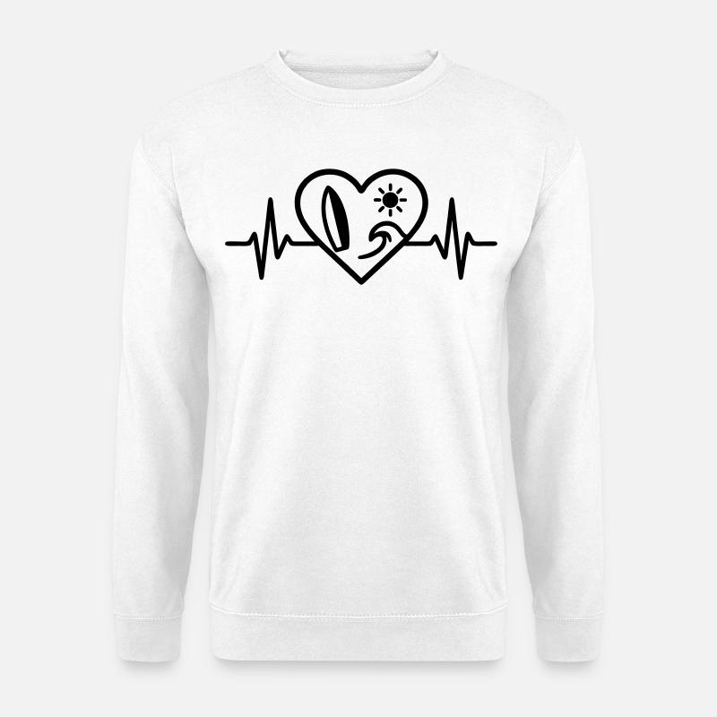 Surf Heart Wave Board Sun - Unisex Sweatshirt - white