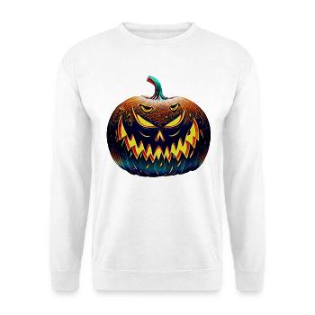 Neon Halloween Kürbis Schatten - Unisex Pullover - Weiß - Vorne