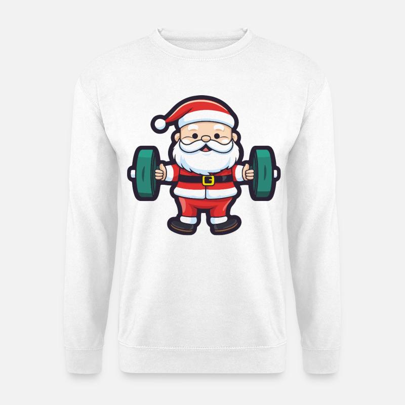 Weihnachtsmann Hantel Fitness - Unisex Pullover - Weiß