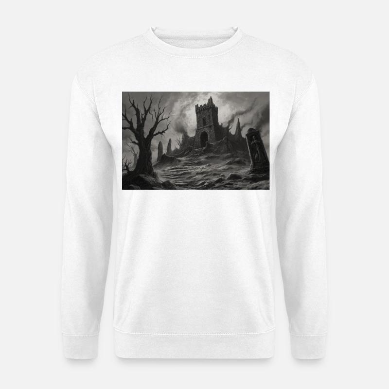 Landschaft einer mittelalterlichen Burgruine - Unisex Pullover - Weiß
