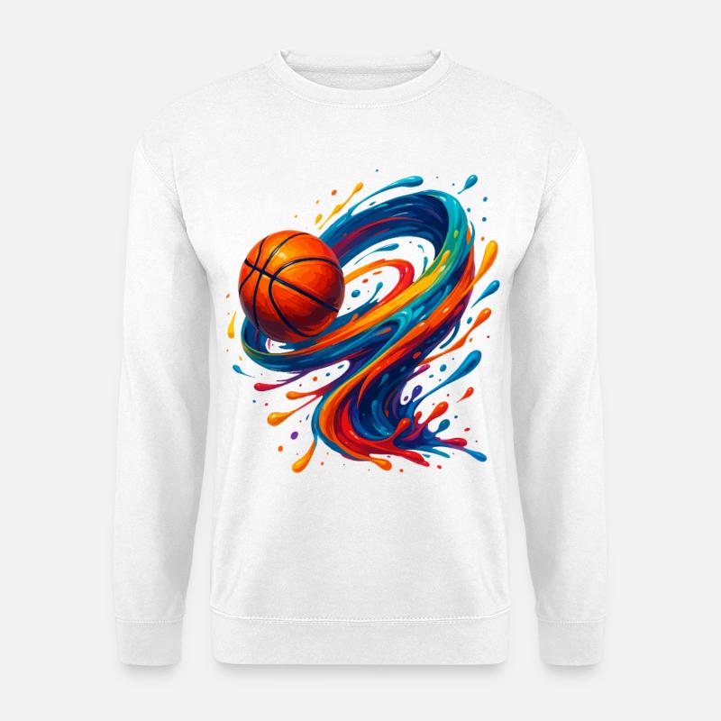 Lebendiger Orbit Basketball Splash - Unisex Pullover - Weiß