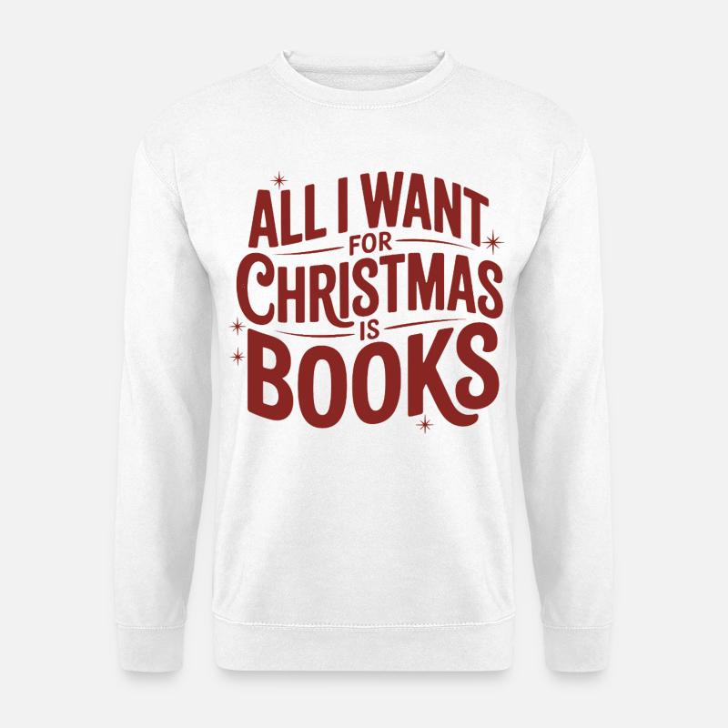 Weihnachtswunsch Bücher - Unisex Pullover - Weiß
